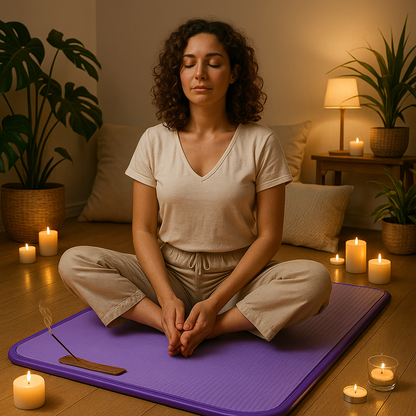 femme yoga intérieur tamise tapis de yoga