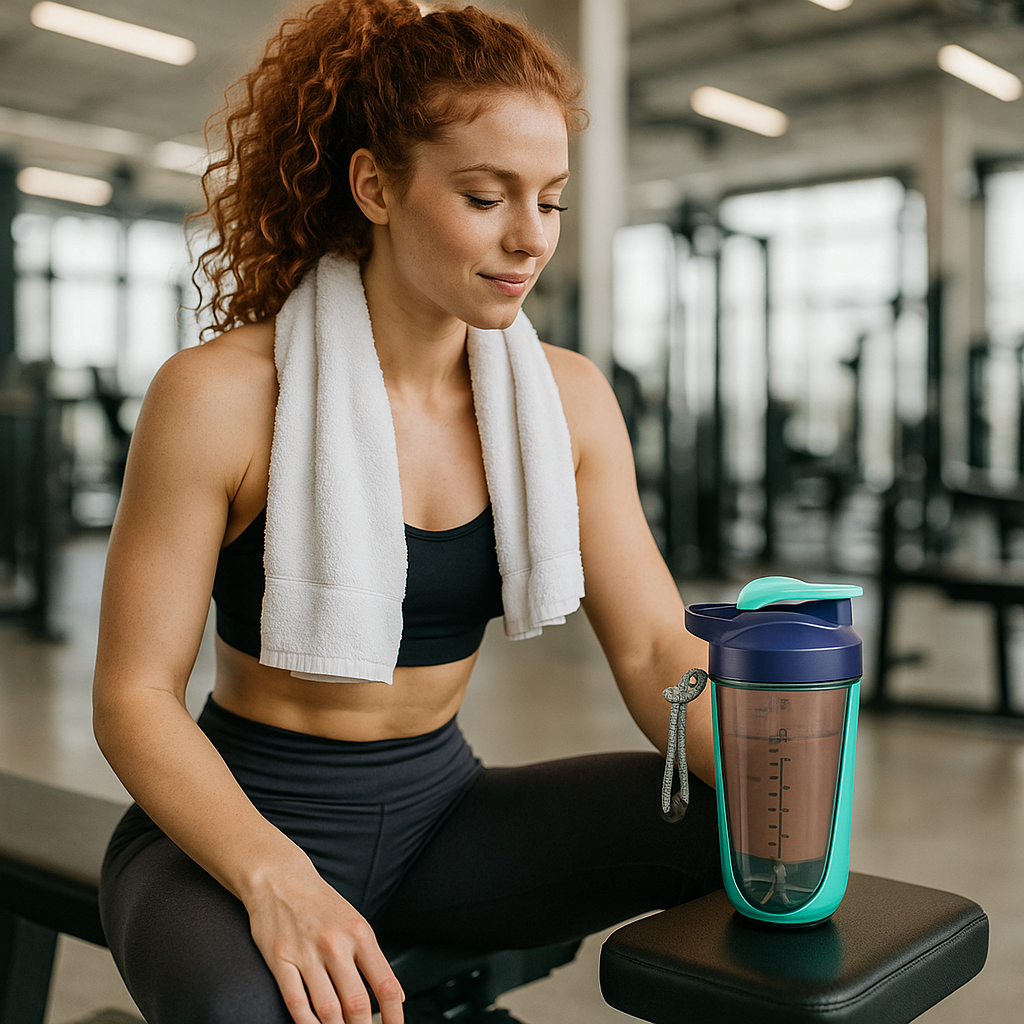 Gourde shaker transparente avec graduations visibles